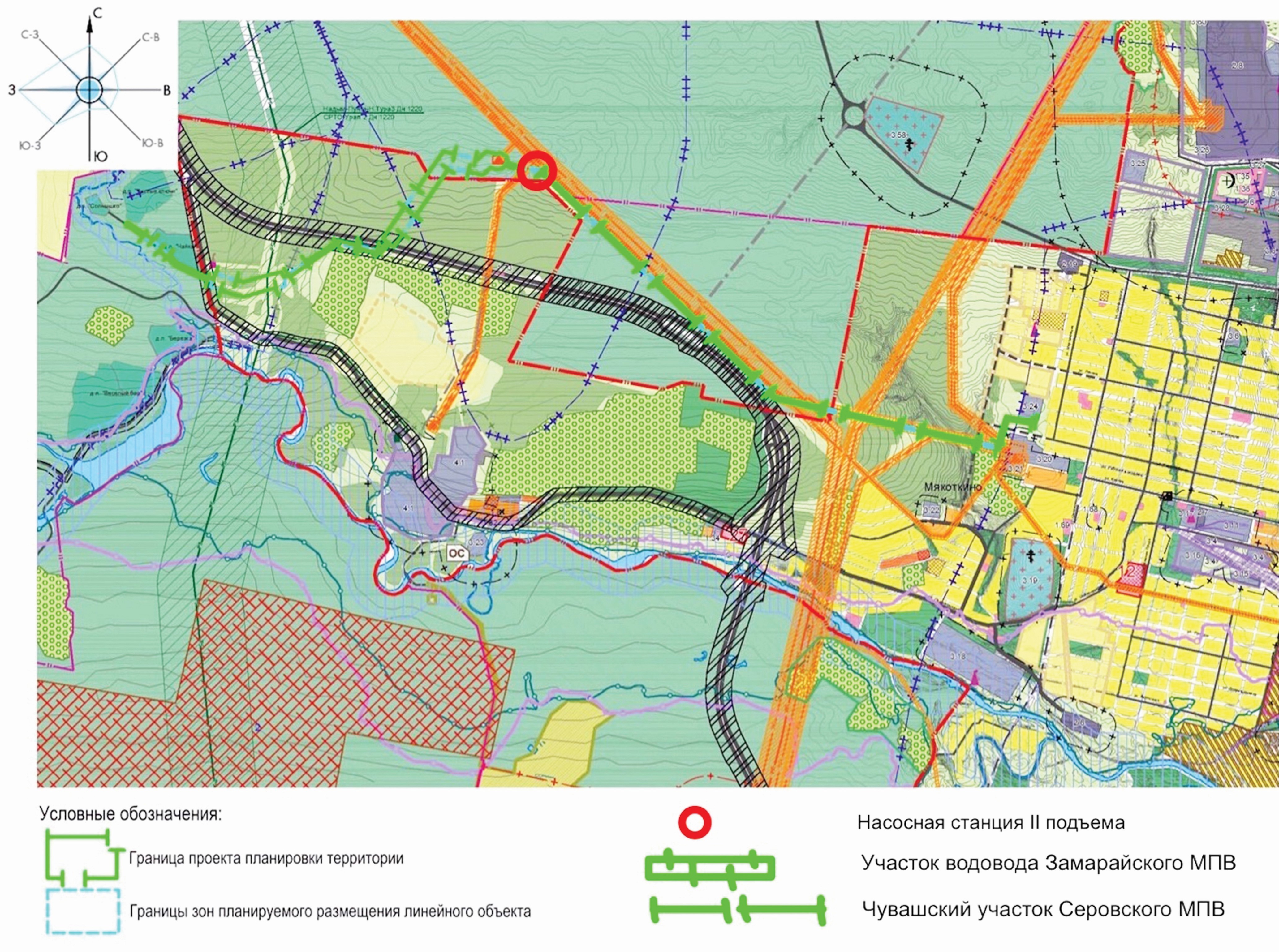 Схема размещения водопровода в структуре Серовского городского округа Свердловской области